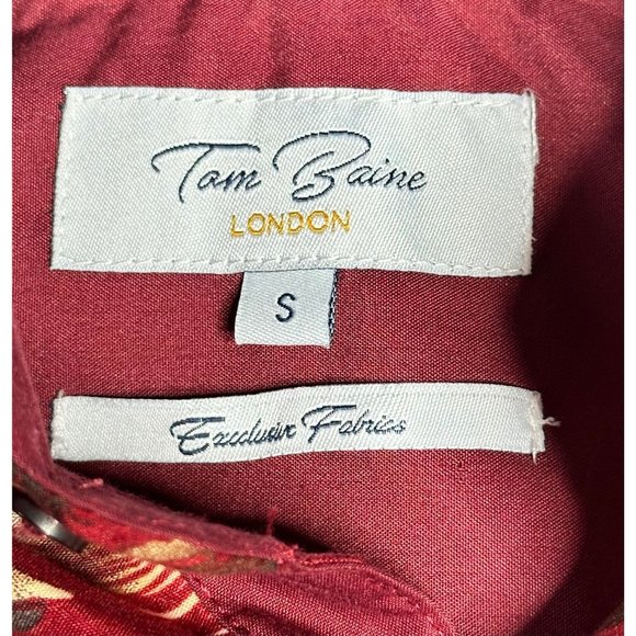 Tom Baine London Red Pattern Button Up L/S Shirt Mens Small - Picture 6 of 8